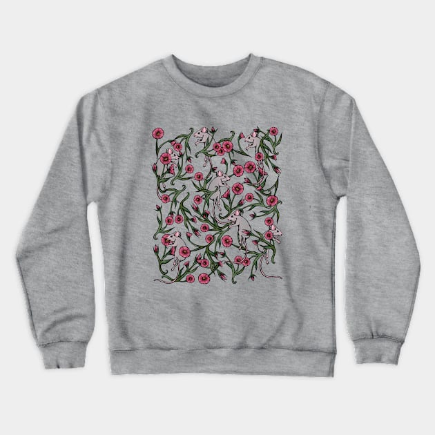 Floral Rodent Crewneck Sweatshirt by bubbsnugg